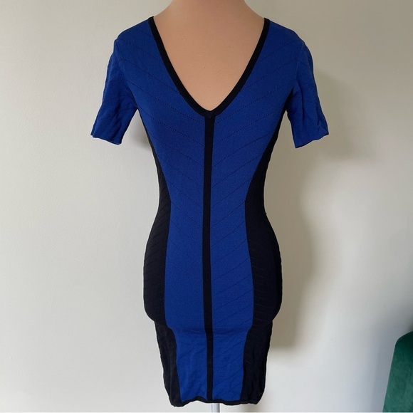 TORN BY RONNY KOBO Blue Black Color Block Knit Caterina Tyra Banks Dress NWT XS - Picture 5 of 12